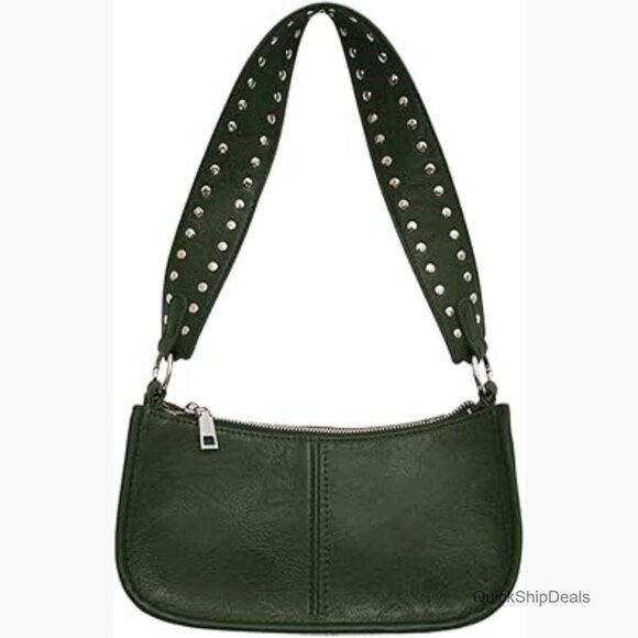 Handbags - Y2K Studded Faux Leather Hobo Bag Adjustable Strap Crossbody Shoulder Purse